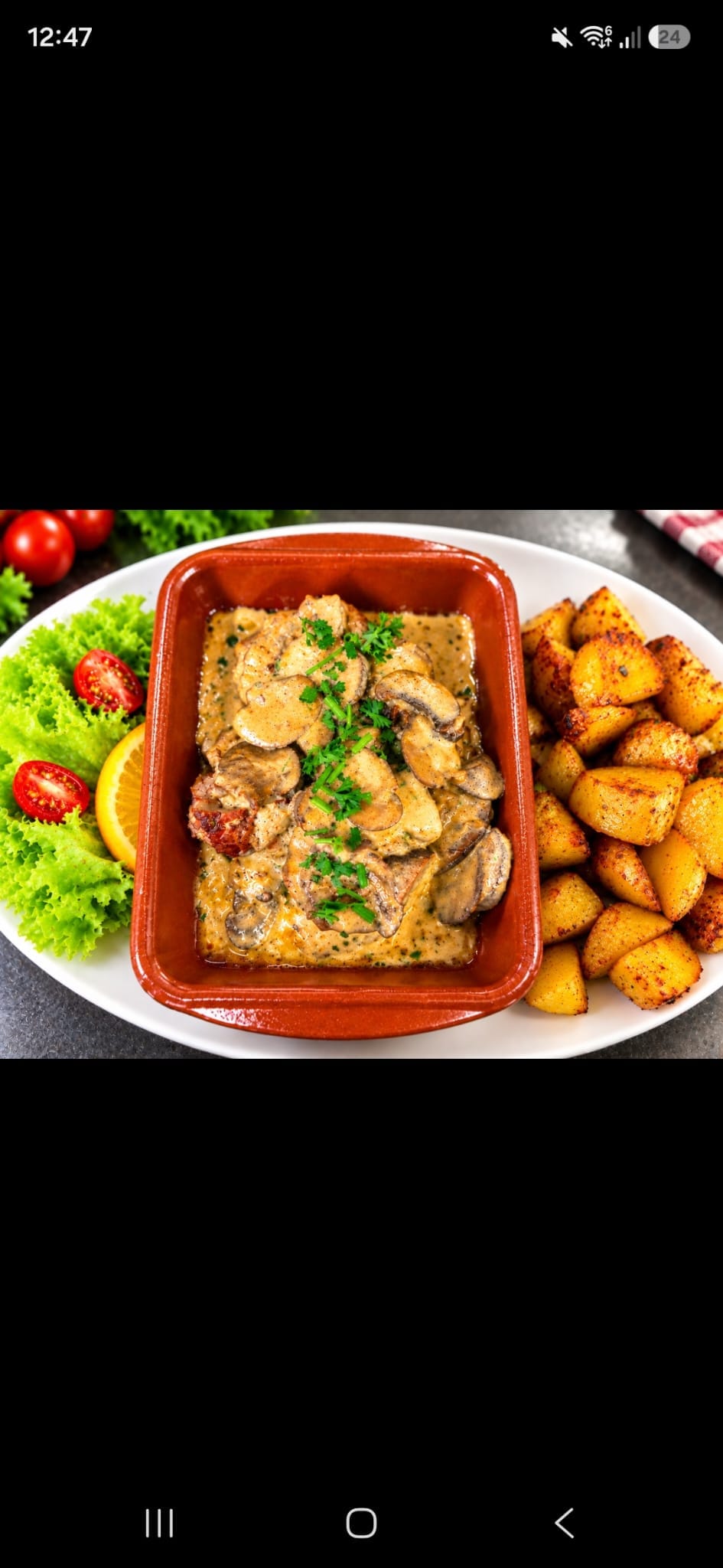 Pilzrahmgericht mit Kartoffeln