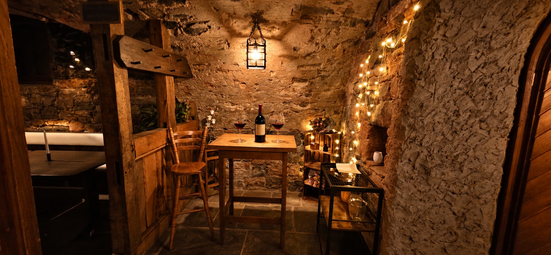 Rustikale Wein-Genießer-Ecke