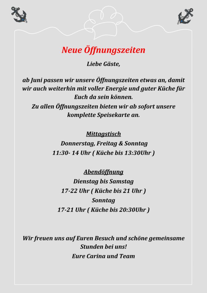 neue Öffnungszeiten