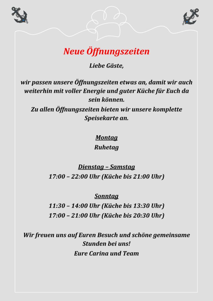 Neue Öffnungszeiten